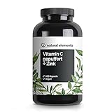 Vitamin C - 360 Kapseln - Hochdosiert mit 1000mg + 15mg Zink - Pflanzlich...