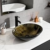YU YUSING Waschbecken Glas Aufsatzwaschbecken Waschtisch, Rund Hand...