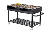 METRO Professional Holzkohlegrillwagen, Stahl/Edelstahl, mit Deckel, mit...