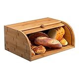 HollyHOME Brotkasten Bambus Groß Natürliche Bambus-Brotkästen für die...