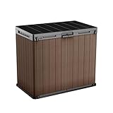 KETER Store-It-Out Darwin Mülltonnenbox, 1150L Gartenbox mit Holz-Look,...