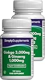 Ginkgo Biloba 3000mg & Koreanischer Ginseng 1000mg - 360 Tabletten -...