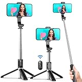 Selfie Stick Stativ, 360°Rotation 4 in 1 Selfiestick mit Fernbedienung...