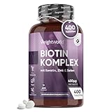 Biotin Komplex mit Keratin, Selen, Zink - 400 vegane Tabletten - 1+ Jahre...