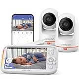 jeeber Babyphone mit 2 Kamera und APP, 2K/3MP, 360° View, 5' WLAN Video...