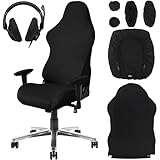 FAELNK Gaming Stuhl Bezug für Stühle 6 Stück Stuhlhussen Schwarze mit...