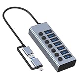 Ldabrye USB 4-Port USB 3.0 mit Adaptern, USB-Splitter, individuelle...