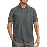 Herren Kurzarm Hemd UPF 50+ Sonnenschutz Arbeit Cargo Mesh Atmungsaktiv...