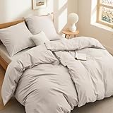 BEDSURE Bettwäsche 135x200 Baumwolle 4teilig - Bettwäsche-Sets Beige...