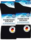 MEDOLY Diabetikersocken (6 Paar) ohne Gummibund, mit 97% Baumwolle, für...