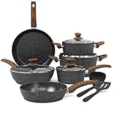 Kitchen Academy Induktion Töpfe Set - 12-teilige Schwarze Granit...