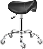 BEWISHOME Sattelhocker mit Rollen,Schwenkbarer,Verstellbarer Rollhocker,...