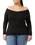 Simply BE Damen L/S Bardot Top Langarmshirt, Schwarz, 58