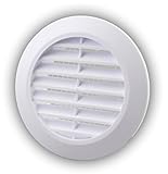 Lüftungsgitter Abschlussgitter rund Ø 90 mm weiß T44w mit Insektennetz...