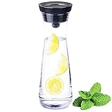 AMAYGA Glas-Karaffe,1200mL mit Deckel und Auslauf,Wasserkaraffe, Saft...