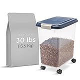 Iris Ohyama Katzenfutter Aufbewahrung mit Rollen, 30L/11kg, Graublau,...