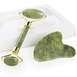 Jade Roller Set,GeeRic Gua Sha und Gesichtsroller Tool,natürlicher Grüner...