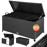 Casaria® Gartenbox XXL Auflagenbox mit Rollen 420L Stauraum Wasserdicht...