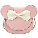 QiMing Little Mouse Ear Bow Crossbody Purse,PU-Schultertasche für Kinder...