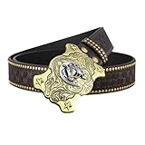 AKAFKKPYXSD Ledergürtel Mode Geprägt Gravierte Schnalle Verstellbar...