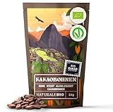 NaturaleBio Rohe Kakaobohnen. 1Kg Bio-Kakaobohnen. Natürliche und reine...
