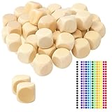 50 Stück 2x2x2cm Holzwürfel Blanko, DIY Holz Würfel mit 280...