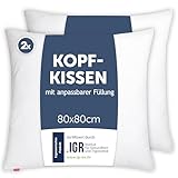 Blumtal Kopfkissen 80x80 cm 2er Set - Nackenkissen mit anpassbarer Füllung...