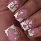 24 Drücken Sie quadratische Kunstnägel mit falschen Blumenmustern im...