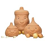 MamboCat Terracotta Tontöpfe Vorratsdosen-Set Kartoffel Zwiebel Knoblauch...