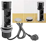 Versenkbare Einbausteckdose Steckdosen Turm 2x Steckdose 2x USB I Edelstahl...