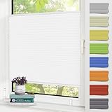 Plissee Klemmfix ohne Bohren Weiß 75x130cm(BXH) UV-Schutz Fenster Plissee...