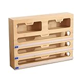 DYOUEN 5in1 Folienspender Holzspeicherbox Mit Cutter Frischhaltefolie...