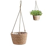Wenrou Handgewebter Pflanzen Pflanzkübel Hängetopf Korb, Natürlicher...