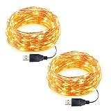 2 Stück Led Lichterkette mit USB, IP65 Wasserdicht, 5M 50er Micro LED...