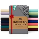 Utopia Bedding - Spannbettlaken 140x200cm - Grau - Oeko-Tex Zertifiziertes...