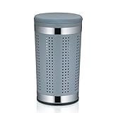 kela Wäschekorb mit Deckel, Wäschekorb Metallkorb hellgrau,...