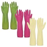 WATUNID 3 Paare Haushaltshandschuhe, Lange Gummihandschuhe,...