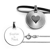 LATIGGA Personalisierter Silberanhänger mit Herz und Gravur – optional...