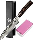 ZEUß Damastmesser Santoku Messer L (24 cm) Damast Kochmesser aus echtem 67...