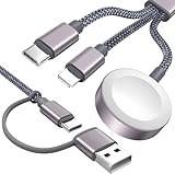 Verbessert 3 in 2 USB C Kabel für Apple Watch Ladegerät Schnellladekabel...