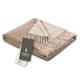biederlack® samt weiche Kuschel-Decke Wool-Mix Natur-Sand I aus Wolle &...