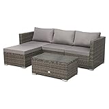 SVITA Queens Poly Rattan Sitzgruppe Couch-Set Ecksofa Sofa-Garnitur...