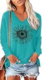 NAIOSS Damen Langarmshirt Bedruck Oberteile Herbst Tshirt V-Ausschnitt...