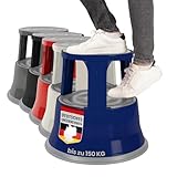 casa pura Tritthocker aus Stahl - Rollhocker 40 cm - 150 kg Tragkraft -...