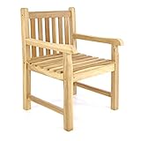 Divero Gartenstuhl USEDOM aus Teak Holz, unbehandelt – Farbe: Natur-Braun