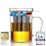 Dimono® Teeglas mit Sieb Teebereiter mit Tee-Filter, Tee-Sieb und Deckel -...