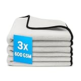 Kemes Autotrockentuch Premium Mikrofaser Poliertücher, 3er Set, Grau mit...