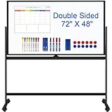 CALENBO Magnetisches mobiles Whiteboard, 72 x 48 cm, rollende weiße Tafeln...