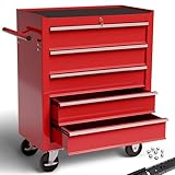 Arebos Werkstattwagen 5 Fächer | Rollwagen zentral abschließbar |...