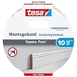 tesa Montageband Tapete&Putz, 10 kg Haltekraft pro Meter - starkes,...